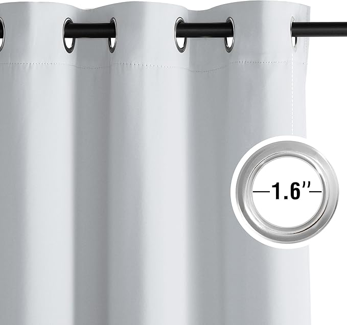 NICETOWN Room Darkening Draperies Curtains Panels, 2 Panels Greyish White W52 x L90
