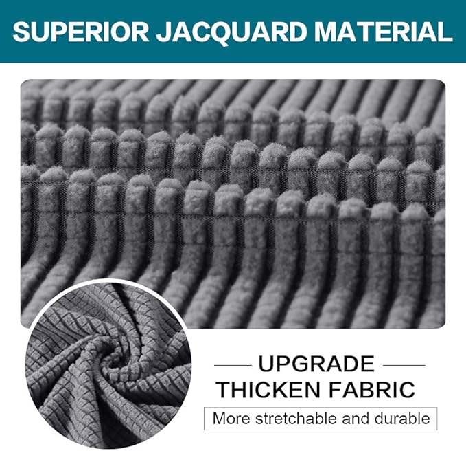 Turquoize 4 Piece Sofa Covers for 3 Cushion Couch Sofa Slipcover Soft Couch Cover for Dogs-Washable Sofa Furniture Covers with 3 Individual Cushion Covers, Jacquard Fabric (3 Cushion Sofa, Gray)