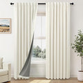 Cream Linen Blackout Curtains by Size 70 Inches Wide x 63 Inch Length Extra Wide Black Out Curtains for 72 Inches Width Bedroom Living Room Darkening Light Blocking Thermal Ivory Off White Drape 70x63
