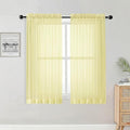 OWENIE Short Sheer Curtains for Bedroom Living Room 54 Inch Length 2 Panels Set, Soft Solid Light Filtering Sheer Curtain for Small Window, 2 Pcs Total 84 Width 54 Long, Light Yellow