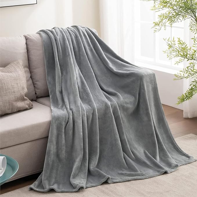 BEDELITE Fleece Blanket Twin Size Grey Throw Blanket for Couch & Bed, Luxury Plush Cozy Fuzzy Blanket 60x80 inches, Super Soft Warm Lightweight Throw Blanket for Travel Camping