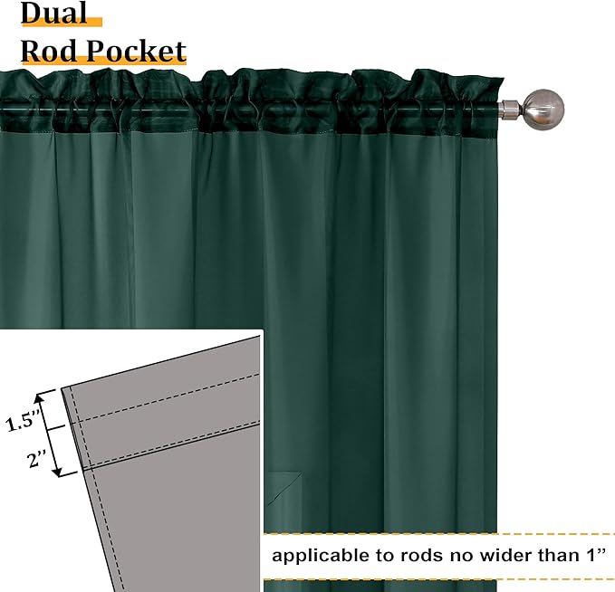 Aiyufeng Hunter Green Sheer Curtain Drapes 72 Inch Length 2 Panels for Living Room, Light Filtering Voile Green Drapes for Bedroom, Patio, Sliding Door, Each 42" W x 72" L