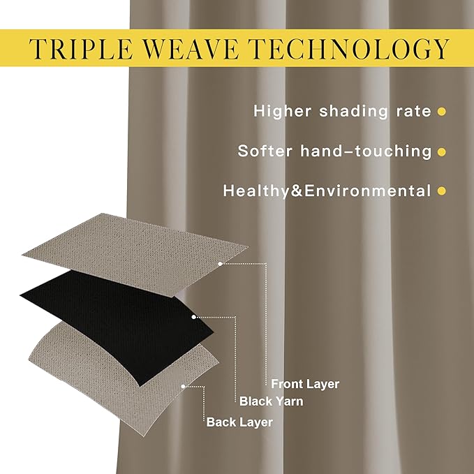 NICETOWN Blackout Short Curtains for Kitchen - Thermal Insulated Solid Grommet Top Room Darkening Curtain Panels/Draperies for Bedroom/Cafe (Taupe, 1 Pair, 34 x 50 Inch)