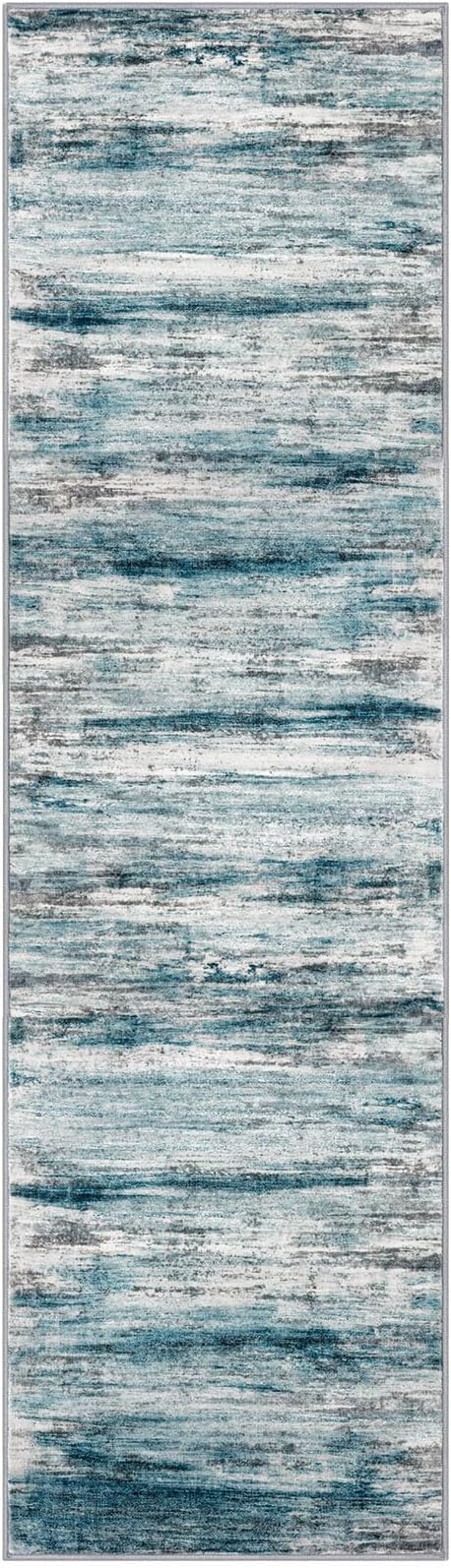 KOZYFLY Modern Abstract Runner Rug, 2x7 Kitchen Rugs Non-Slip Washable Soft Striped Runners for Hallways, Print Blue Carpet Runner for Entryway Bathroom Laundry Room Foyer