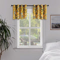 Topfinel Mustard Yellow Blackout Valances Curtains 18 Inches Long Farmhouse Leaf Hummingbird Lemon Tree Printed Grommet Toppers for Kitchen Bathroom, Thermal Insulated Grommet Short Window Set of 2