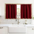 RYB HOME Cafe Blackout Curtains 24 inch Length, RV Curtains for Camper Windows, Mini Short Small Insulating Light UV Blocking Privacy Half Window Tiers, Width 42 by Length 24, Burgundy Red, 2 Panels
