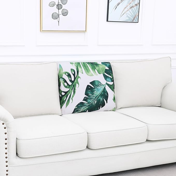 Smiry Printed Couch Cushion Covers, Stretch Soft Couch Covers for Sofa, Washable Non-Slip Sofa Slipcover Furniture Protector for Indoor and Outdoor (Backrest M, Green)