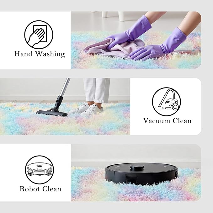 8x10 Area Rugs for Bedroom Living Room Fluffy, Large Area Rug Shag Shaggy Carpet Soft Plush Furry Bedside Rug, Machine Washable Area Rugs for Kids Girls Boys Home Decor(8 x 10, Rainbow)