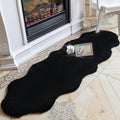 ThreadGlobe Fluffy Faux Rabbit Fur Rug Runner 2'x6', Ultra Soft & Non-Slip Rugs for Bedroom, Living Room, Nursery, No Shedding Machine Washable Rug, Black, 2x6 Ft
