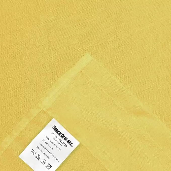 SpaceDresser Basic Rod Pocket Sheer Voile Window Curtain Panels Yellow 1 Pair 2 Panels 52 Width 36 Inch Long for Kitchen Bedroom Children Living Room Yard（Yellow, 52W x 36L）