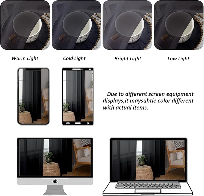 Chyhomenyc Extra Long Black Sheer Curtains 144 inch 2 Panels, Translucent Backdrop Window Scarf Drapes for Canopy Bed/Wedding/Living Room/Anniversary, 12FT Length, Each 59Wx144L in, 2PCS