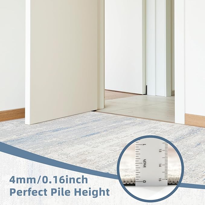 Washable Rugs 9x12 Area Rug for Living Room- Modern Abstract Rugs for Bedroom,Dining Room, Large Soft Low Pile Carpet with Non Slip Rubber Backing,Neutral Accent Rug for Nursery Home Office