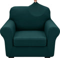 XINEAGE 2026 New 2 Piece Chair Cover with Arms Super Stretch Chair Slipcover for Living Room Pet Dog Universal Slip Cover Anti Slip Armchair Furniture Protector (Blackish Green), 31"-46"(1 Cushion)