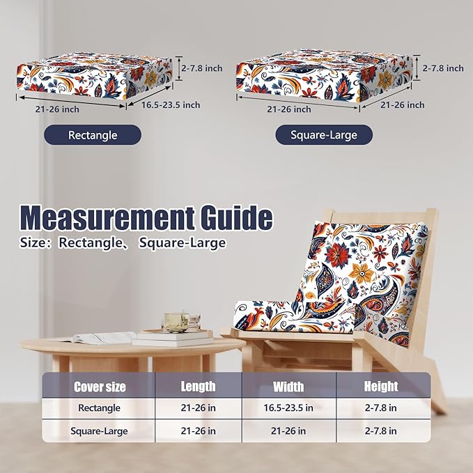 8Pcs Stretch Patio Cushion Covers, Outdoor Couch & Sofa Replacement Slipcovers for Patio Furniture Cushion Covers, Washable Reusable Furniture Protector