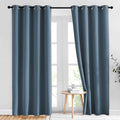 NICETOWN Smoky Blue Blackout Curtains for Living Room 84 inches Long - Grommet Room Darkening Window Treatments Sound Reducing Drapes for Bedroom, 2 Panels, W52 x L84