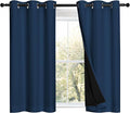 NICETOWN Moroccan Blue 100% Blackout Curtains 45 inches Long, Thermal Insulated Full Blackout 2-Layer Lined Curtains, Energy Efficiency Window Draperies for Dining Room (2 Panels, 42-inch W)