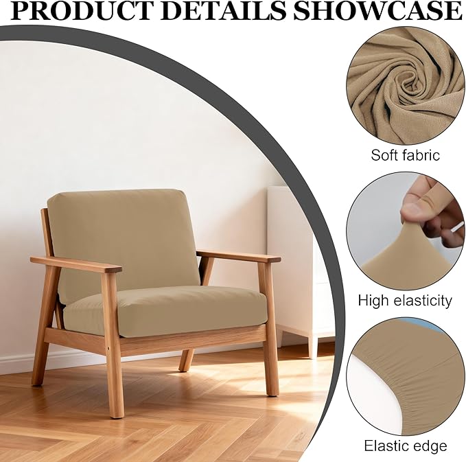 4Pcs Patio Stretch Cushion Covers,Outdoor Sofa Replacement Cover Slipcovers for Patio Furniture Cushion Covers, Washable Reusable Furniture Protector