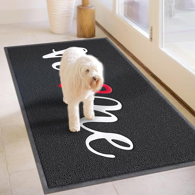 EARTHALL Door Mat Outside Inside Home Doormat, 36"x24",Durable Floor Mat Non Slip Mat Ultra Absorb Mud Easy Clean Front Doormat for Garage, Entryway, Patio, High Traffic Areas, Black