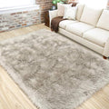 LOCHAS Soft Fluffy Faux Fur Rugs for Bedroom Bedside Rug 3x5 Feet, Washable, Furry Sheepskin Area Rug for Living Room Girls Room, Luxury Shag Carpet Home Decor, Beige