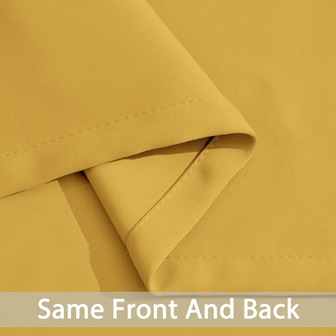 Yakamok Blackout Curtains Room Darkening Thermal Insulated Window Panels,Solid Grommet Top Drapes for Bedroom/Living Room(42Wx84L, Mustard Yellow, 2 Panels)