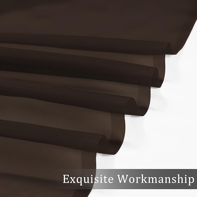 OWENIE Sheer Chocolate Curtains, Sheer Curtains 90 Inches Long 2 Panels Set, Rod Pocket Voile Fimly Sheer Drapes for Living Room/Bedroom, 2pcs, Chocolate, Each 42" W x 90" L