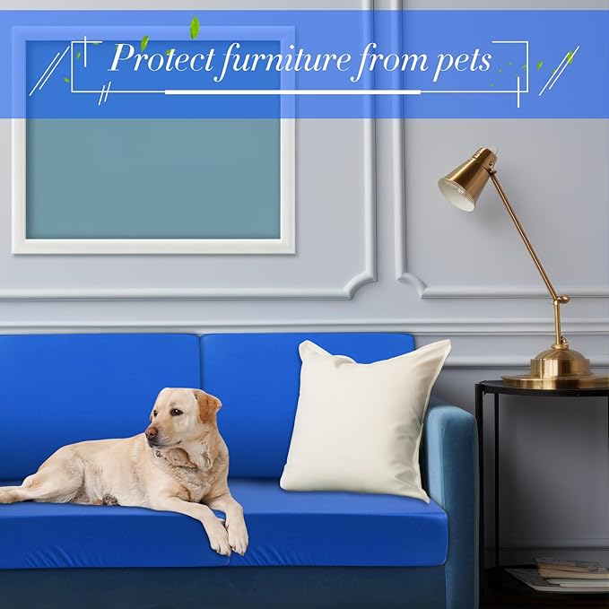 Newwiee Set of 4 Stretch Patio Cushion Covers Sofa Couch Seat Chair Slipcovers Cushion Cover Replacement Furniture Protector for Pets Washable(Royal Blue,Seat Cover,Solid)