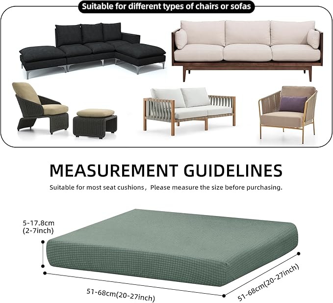 Outdoor Cushion Covers Set,8PCS Patio Furniture Couch Seat Slipcovers, Replacement for Sofa Sectional Chair(Cover，Only)