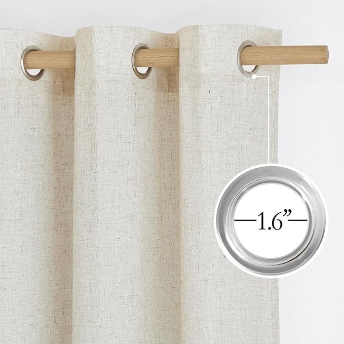 NICETOWN Linen 36 inch Curtains for Kitchen Window, Grommet Thick Flax Linen Burlap Small Window Treatments Privacy Assured with Light Filtering for Cafe/Kids Room, W42 x L36, 2 Panels