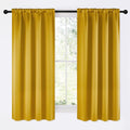 NICETOWN Gold Blackout Cafe Faux Silk Curtains for Small Windows, 42" Wide by 63" Long, 2 Panels, Rod Pocket Privacy Blackout Satin Drapes for Home Decoration