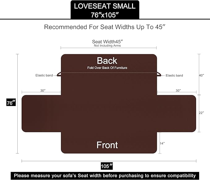 U-NICE HOME Loveseat Sofa Cover Reversible Couch Covers for 2 Cushion Couch for Dogs Furniture Protector Cover with Elastic Straps Water Resistant(Loveseat Small, Sand/Beige)