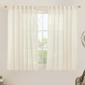 LAMIT Natural Linen Semi Sheer Window Curtains 54 Inch, Light Filtering Neutral Bedroom Curtains Farmhouse Boho Back Tab and Rod Pocket Panels, Cream Ivory, 2 Panels, 52 x 54 Inch