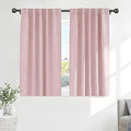 PONY DANCE Kitchen Curtains Short - Thermal Insulated Window Covering Curtain Panels with Rod Pocket/Back Tab Light Block for Bathroom, Wide 42 by Long 45 Inches, Blush Pink, 2 Pieces