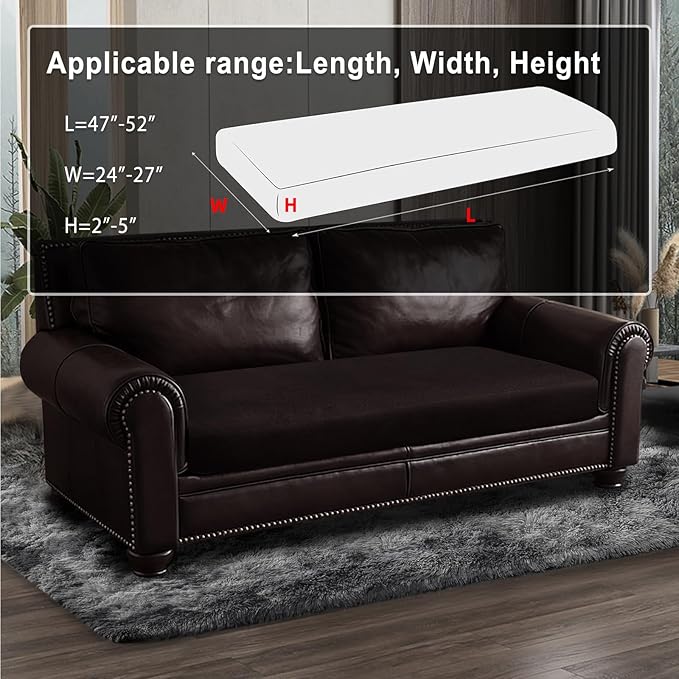 Leather Look Couch Cushion Covers Sofa Seat Slipcovers Sets Couches Furniture Protector for Sectional Armchair Loveseat Pets Kids Stretch Spandex Fabric (1 Cushion Loveseat, Chocolate)