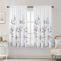 HOMEIDEAS Non-See-Through Dry Rose and White Privacy Sheer Curtains 52 X 63 Inch Length 2 Panels, Leaf Floral Printed Light Filtering Semi Sheer Window Curtains Drapes for Bedroom Living Room