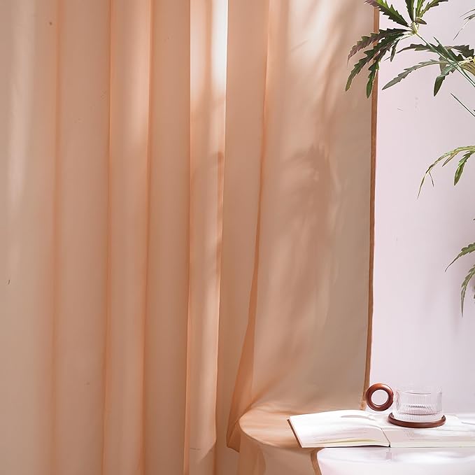 NICETOWN Terracotta Sheer Curtains, Grommet Voile Sheer Window Treatments Airy & Elegant with Light Filtering for Kids Room/Living Room, Set of 2, W54 x L84