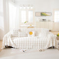 HANDONTIME White Sofa Covers Dog Couch Cover Rabbit Plush L Shaped Couch Covers Faux Fur Sofa Slipcovers for 3 Seat Cushion Couches Shaggy Couch Cover Blanket Washable Thick Soft, 71" X150"