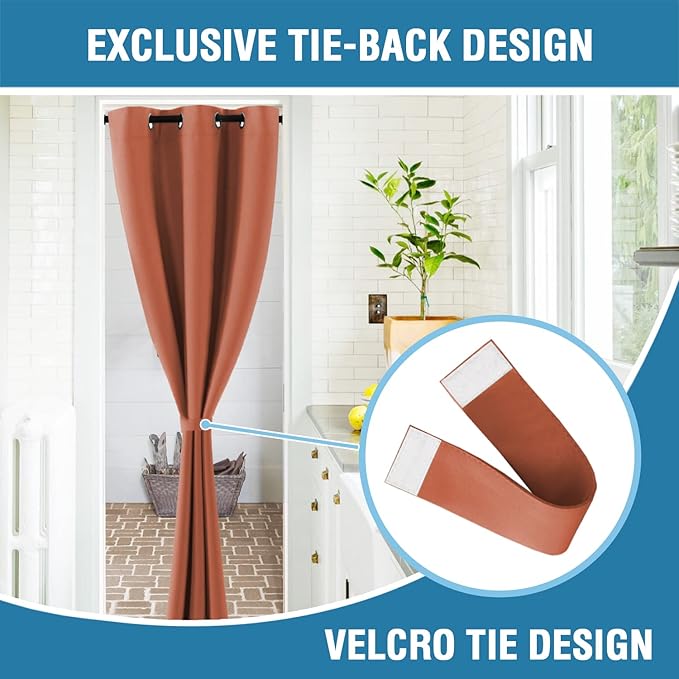 H.VERSAILTEX Doorway Curtain Blackout Closet Door Curtain Room Divider Window Treatment Curtain for Bedroom Thermal Insulated Privacy Drape Soundproof Grommet, 42 x 80 inches, 1 Panel, Orange