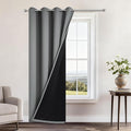 Yakamok 100% Blackout Curtains 96 Inches Long, 2 Thick Layers Heat and Full Light Blocking Soft Thermal Insulated Drapes for Bedroom(52" Wide Each Panel, Grey, 1 Panel)