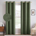 MIULEE 100% Blackout Linen Textured Curtains for Bedroom Solid Thermal Insulated Olive Green Grommet Room Darkening Curtains & Drapes Luxury Decor for Living Room Nursery 42 x 90 Inch (2 Panels)