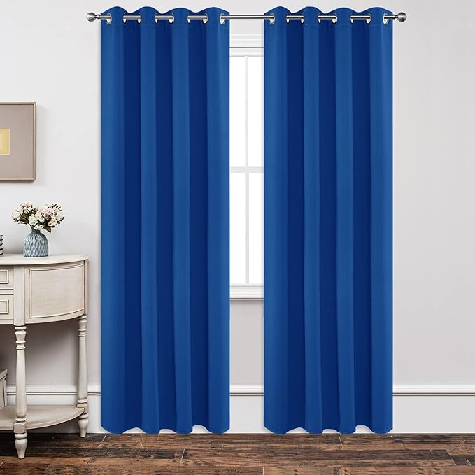 Joydeco Blackout Curtains 84 Inch Length 2 Panels Set, Thermal Insulated Long Curtains& Drapes 2 Burg, Room Darkening Grommet Drapess for Living Room Bedroom Window (W52 x L84 Inch, Royal Blue)