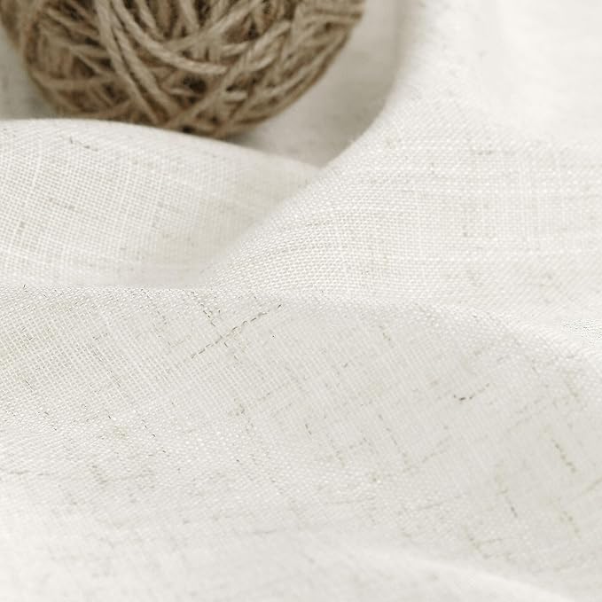 Cream Semi Sheer Linen Curtains 102 Inch Long Curtains Back Tab Rod Pocket 2 Panels Set Natural Elegant Living Room Decor Sunlight Filtering Solid Color Drapes for High Window 40x102