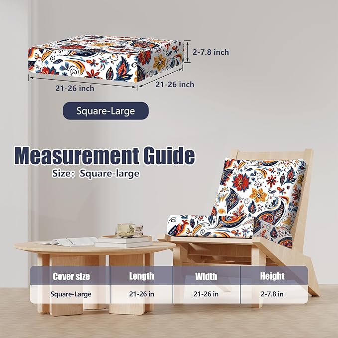 8Pcs Stretch Patio Cushion Covers, Outdoor Couch & Sofa Replacement Slipcovers for Patio Furniture Cushion Covers, Washable Reusable Furniture Protector
