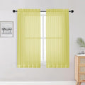 OWENIE Lemon Sheer Curtains for Bedroom Living Room 54 Inch Length 2 Panels Set, Soft Solid Light Filtering Sheer Short Curtains for Small Window, 2 Pcs Total 84 Width 54 Long, Lemon