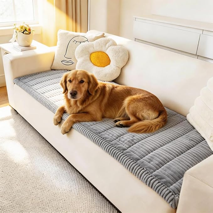 Couch Cover for Dogs Washable, Fuzzy Pet Couch Covers for 3 Cushion Sofa Pet Friendly, Non Slip Sofa Cover (Light Blue-Grey, 27.6" x 59"/70 x 150cm)