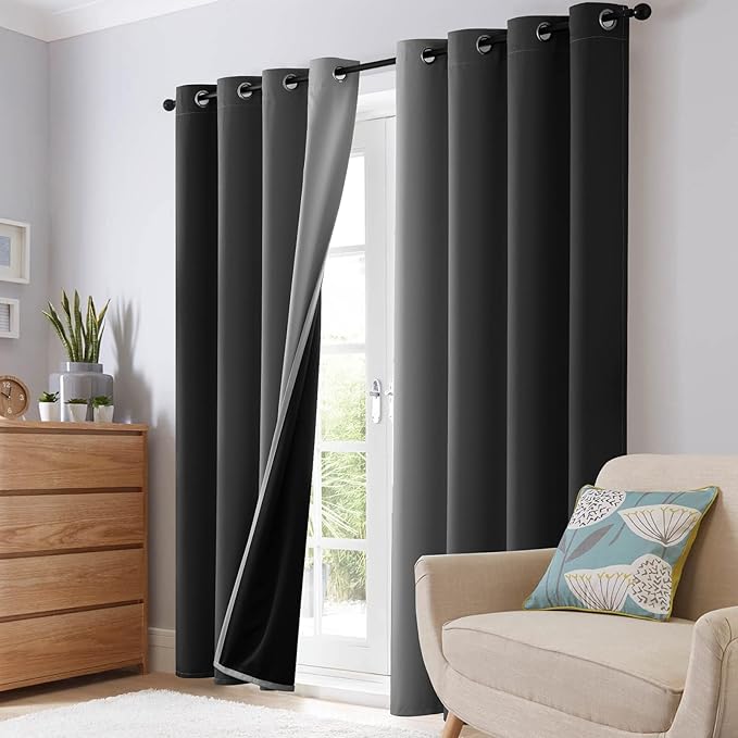 SimpleHome Blackout Curtains Ombre for Living Room,Room Darkening Black Curtains Set of 2 Panels Thermal Insulated Bedroom Curtains,52 x 84 Inch
