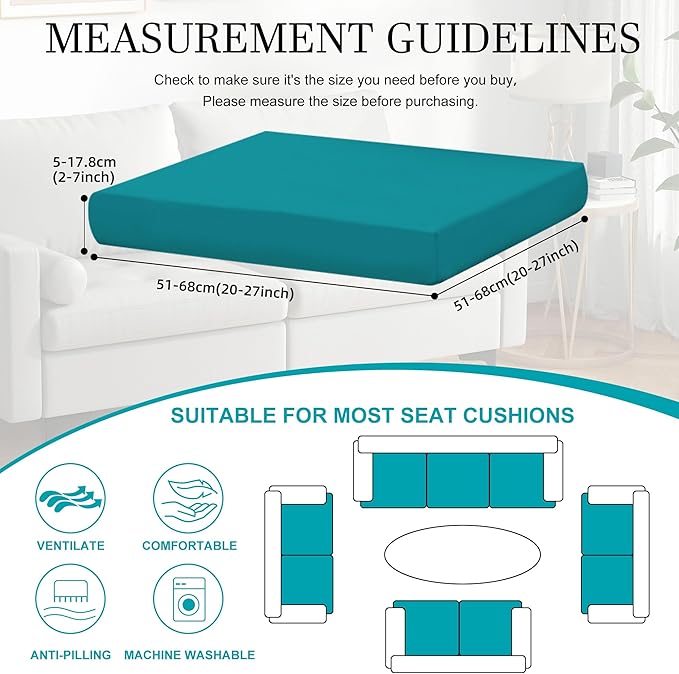 14 Pcs Stretch Patio Cushion Covers,Outdoor Couch Covers Replacement,Outdoor Couch & Sofa Slipcovers,for Patio Furniture Cushion Covers,Washable Reusable Furniture Protector (Peacock Blue,Cover Only)