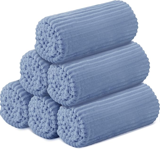 Buryeah 6 Pcs Flannel Throw Blanket Bulk 50 x 60 in Sleepover Blanket Outdoor Wedding Throw Lightweight, Oeko-tex Standard 100 Certified for Sofa Homeless Gifts (Royal Blue)