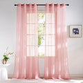 NICETOWN Baby Pink Sheer Curtains 96 Inches Long, Grommet Airy & Lightweight Window Treatments Translucent Elegant Drapes for Living Room/Bedroom, W54 x L96, 2 Panels