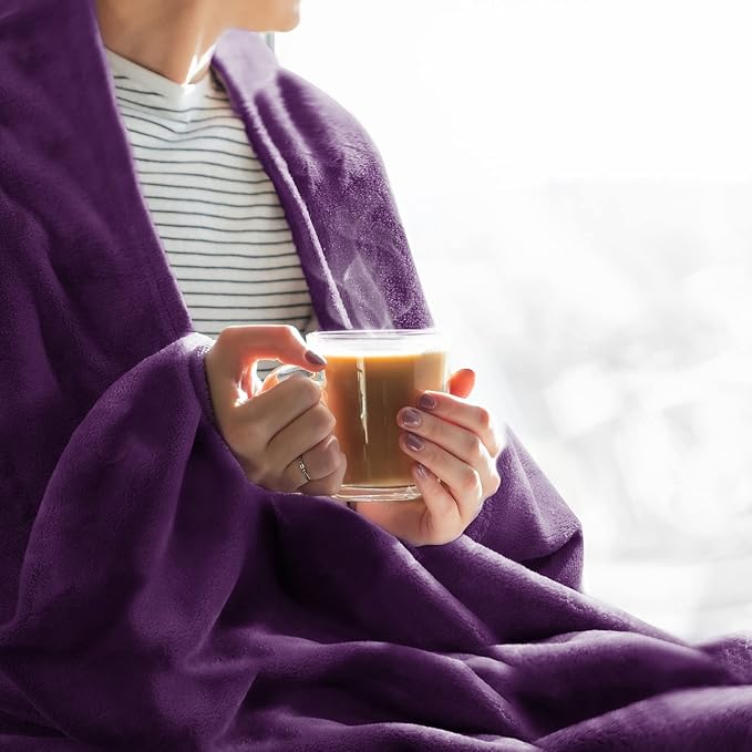 BEDELITE Fleece Blankets Queen Size Purple Throw Blankets for Bed, Luxury Plush Cozy Fuzzy Blanket 90x90 inches, Super Soft Warm Lightweight Throw Blanket All Seasons Suitable