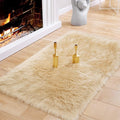 Ciicool Beige Fur Fluffy Rug, 2x4 ft Small Faux Fur Rugs for Bedroom, Washable Faux Sheepskin Rug for Sofa Couch Seat Cushion, Thick Shaggy Furry Rugs Floor Carpets for Bedside Living Room